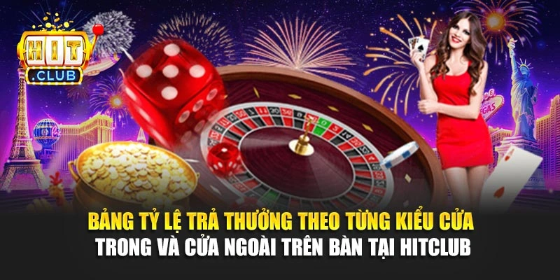 Bảng tỷ lệ trả thưởng theo từng kiểu cửa trong và cửa ngoài trên bàn tại Hitclub
